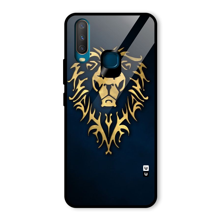 Beautiful Golden Lion Design Glass Back Case for Vivo Y17