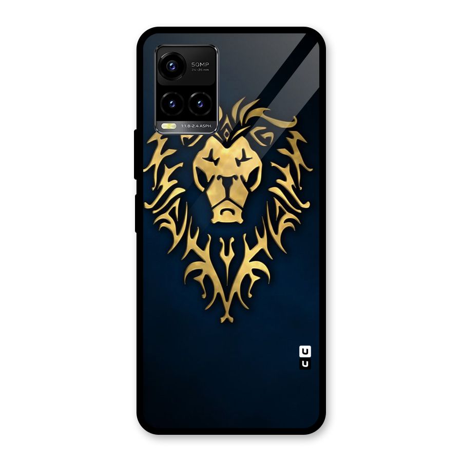 Beautiful Golden Lion Design Glass Back Case for Vivo Y21A