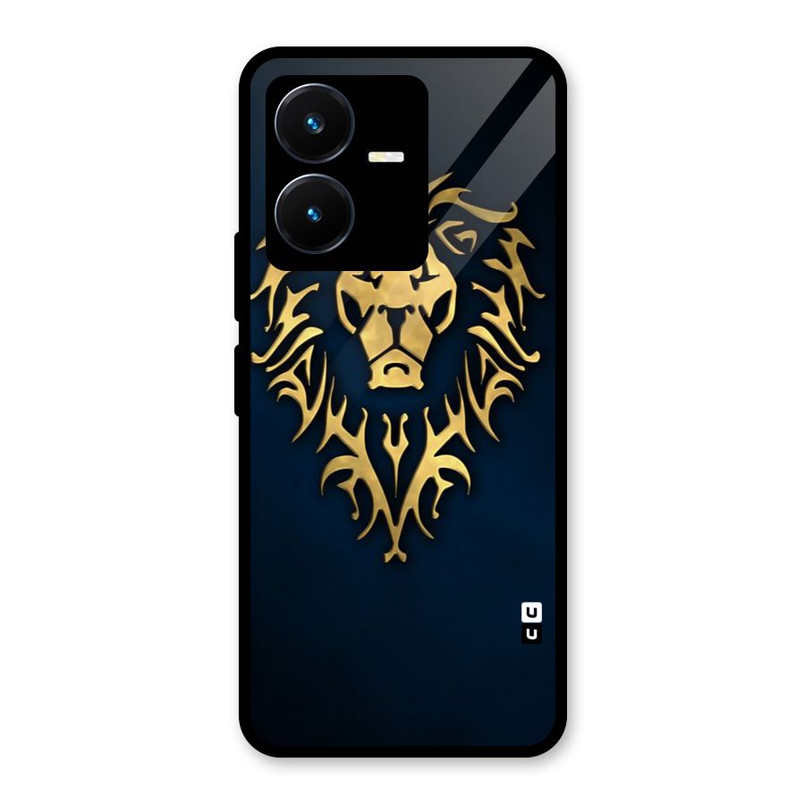 Beautiful Golden Lion Design Glass Back Case for Vivo Y22