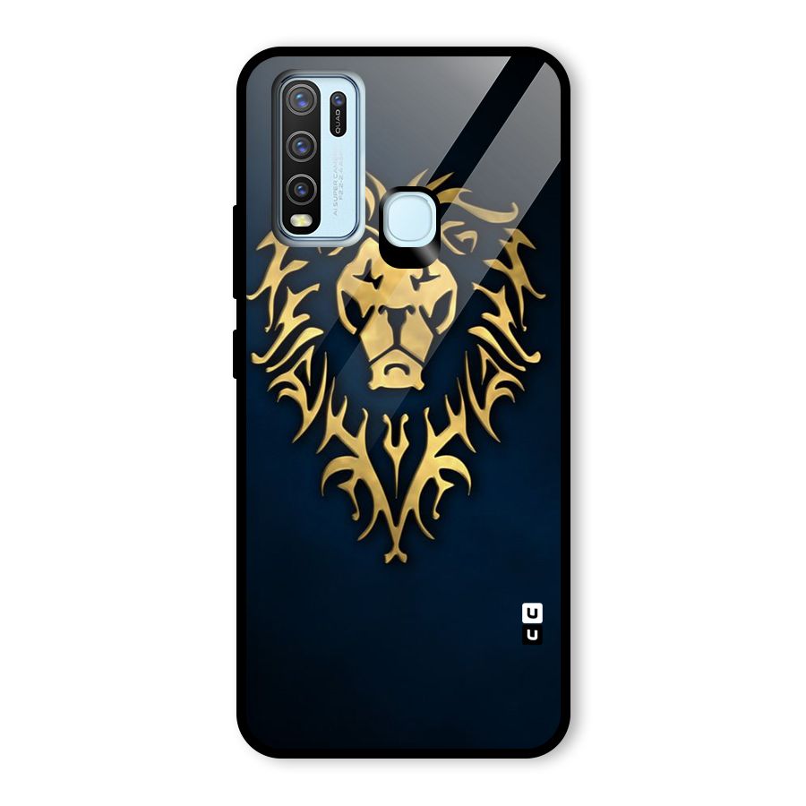Beautiful Golden Lion Design Glass Back Case for Vivo Y50
