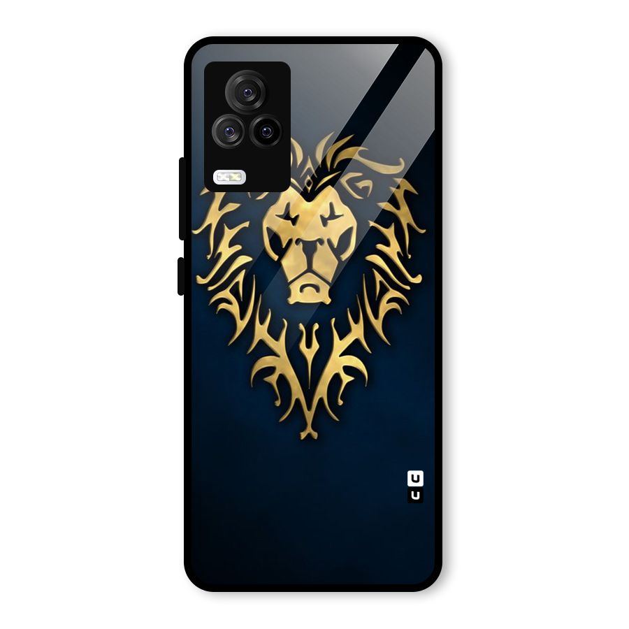 Beautiful Golden Lion Design Glass Back Case for Vivo iQOO 7 Legend 5G