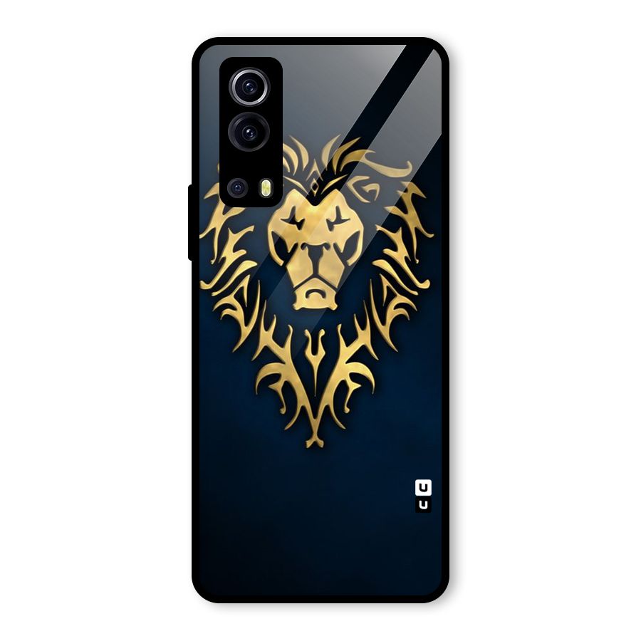 Beautiful Golden Lion Design Glass Back Case for Vivo iQOO Z3