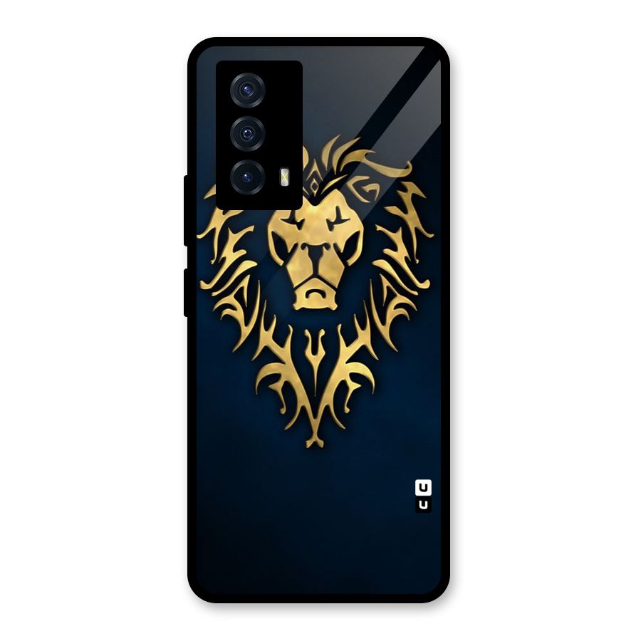 Beautiful Golden Lion Design Glass Back Case for Vivo iQOO Z5