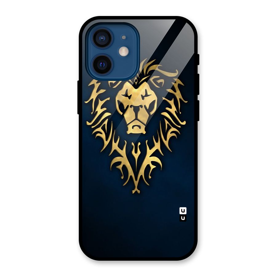 Beautiful Golden Lion Design Glass Back Case for iPhone 12 Mini
