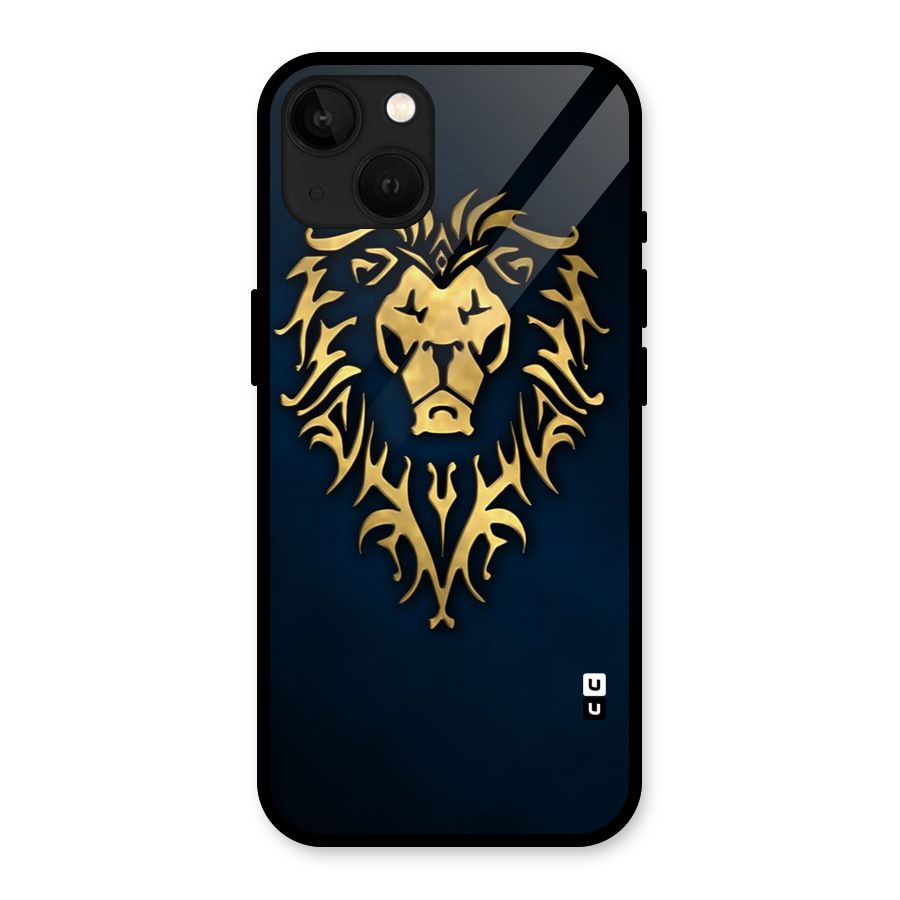 Beautiful Golden Lion Design Glass Back Case for iPhone 13