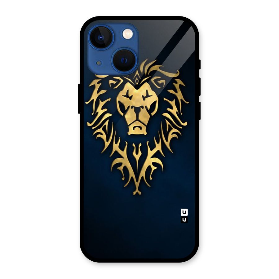 Beautiful Golden Lion Design Glass Back Case for iPhone 13 Mini