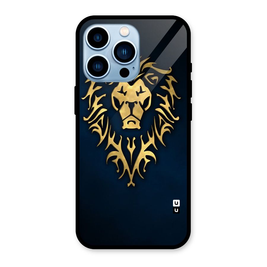 Beautiful Golden Lion Design Glass Back Case for iPhone 13 Pro