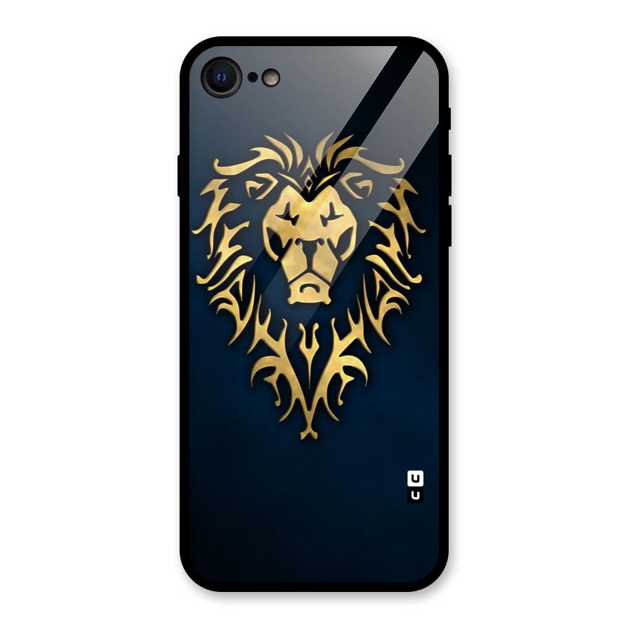 Beautiful Golden Lion Design Glass Back Case for iPhone SE 2022