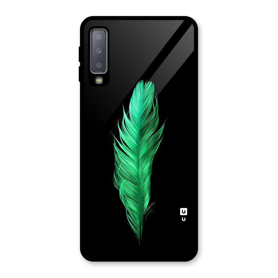 Beautiful Green Feather Glass Back Case for Galaxy A7 (2018)