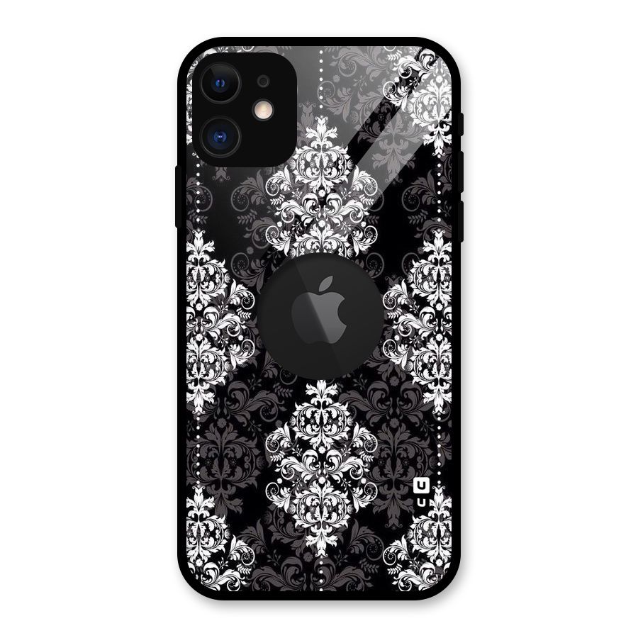 Beautiful Grey Pattern Glass Back Case for iPhone 11 Logo Cut