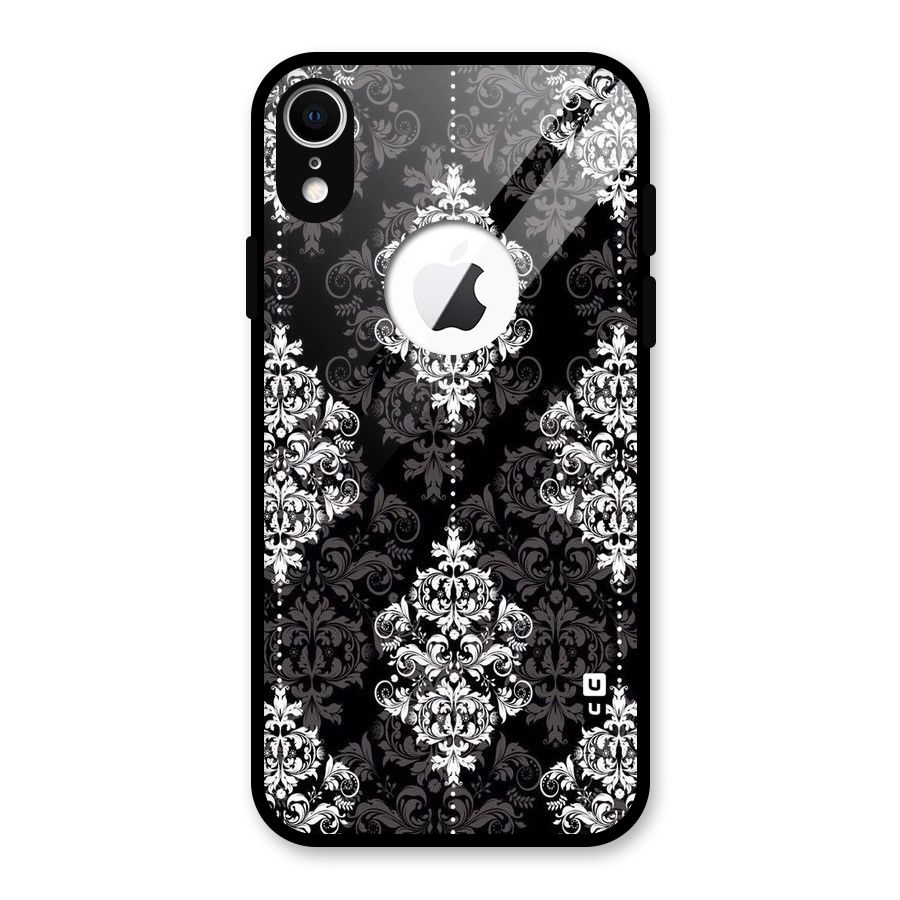 Beautiful Grey Pattern Glass Back Case for iPhone XR Logo Cut