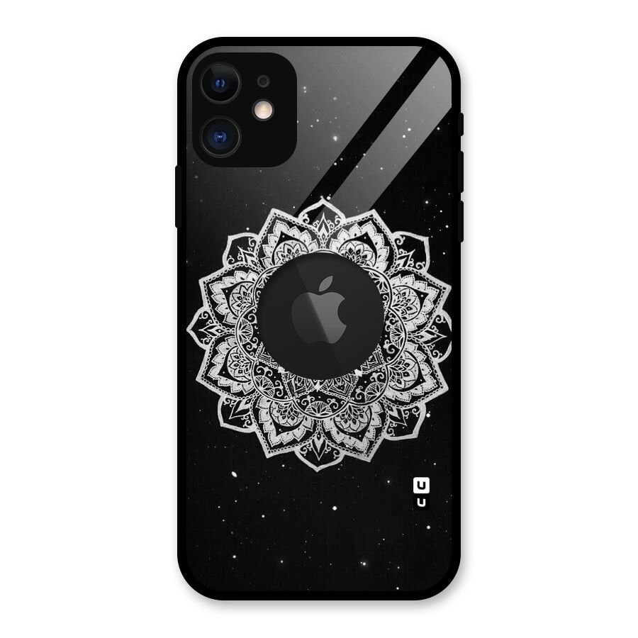 Beautiful Mandala Design Glass Back Case for iPhone 11 Logo Cut