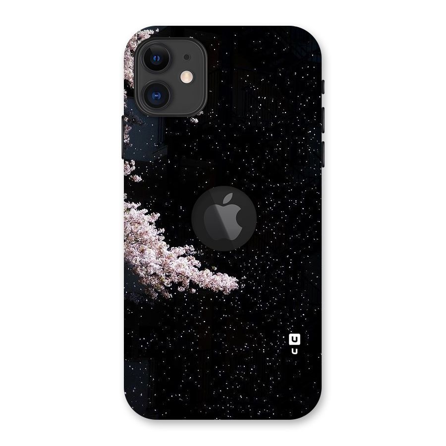 Beautiful Night Sky Flowers Back Case for iPhone 11 Logo Cut