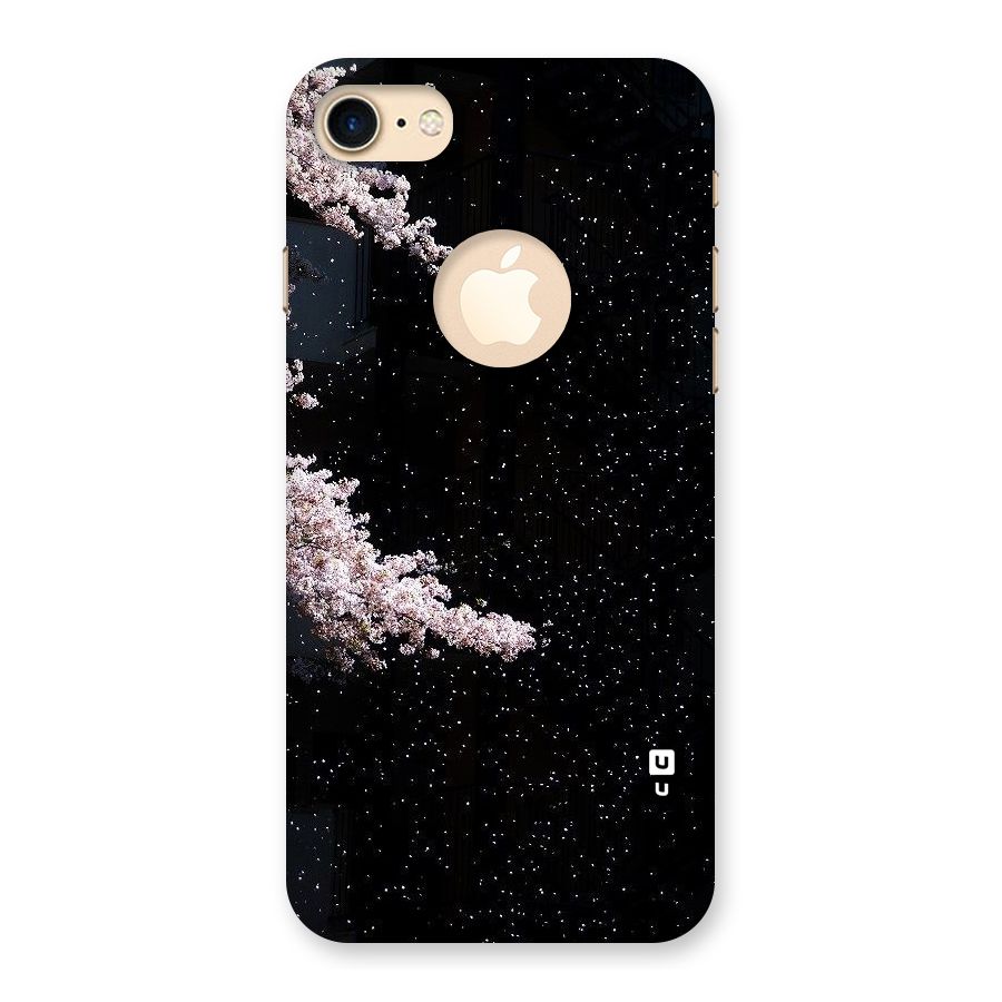 Beautiful Night Sky Flowers Back Case for iPhone 7 Logo Cut