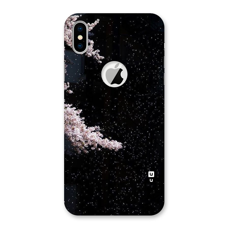 Beautiful Night Sky Flowers Back Case for iPhone X Logo Cut