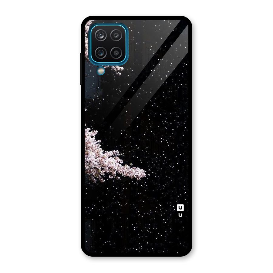 Beautiful Night Sky Flowers Glass Back Case for Galaxy A12