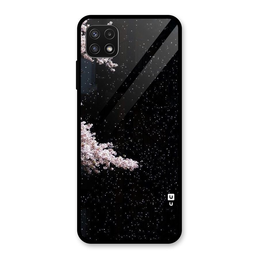 Beautiful Night Sky Flowers Glass Back Case for Galaxy A22 5G