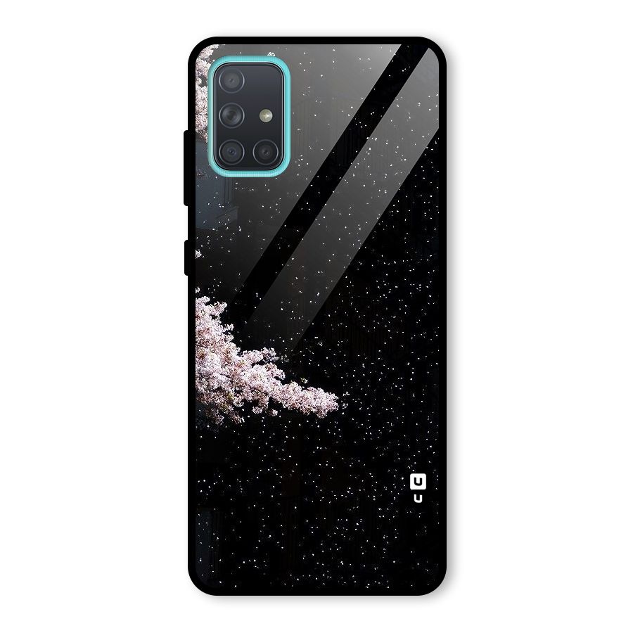 Beautiful Night Sky Flowers Glass Back Case for Galaxy A71
