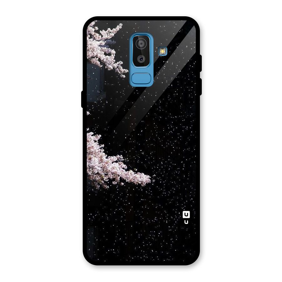 Beautiful Night Sky Flowers Glass Back Case for Galaxy J8