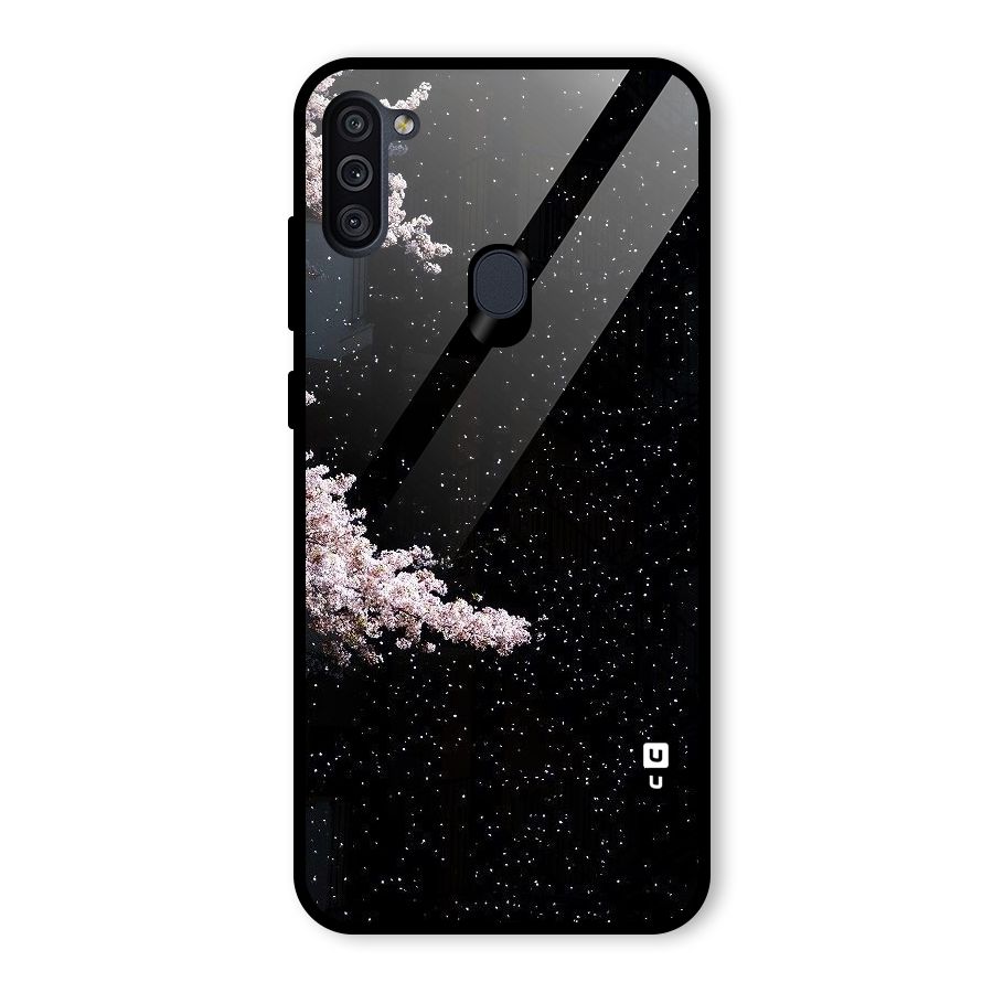 Beautiful Night Sky Flowers Glass Back Case for Galaxy M11