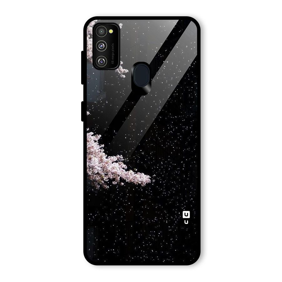 Beautiful Night Sky Flowers Glass Back Case for Galaxy M21