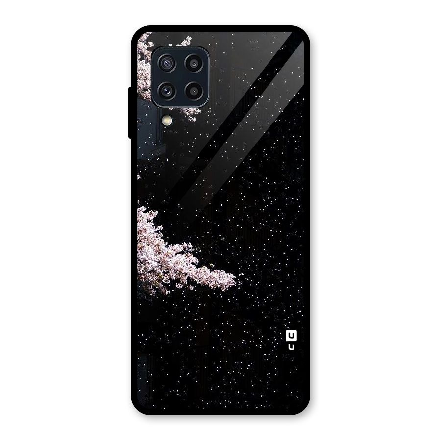 Beautiful Night Sky Flowers Glass Back Case for Galaxy M32