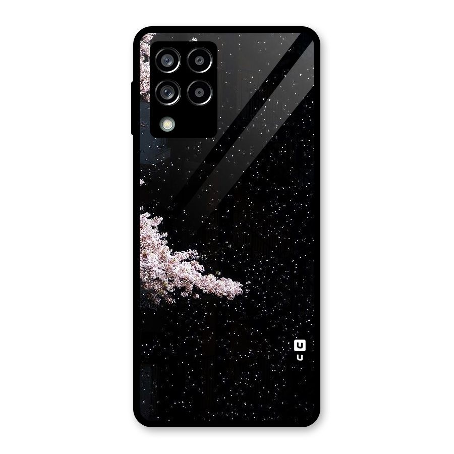 Beautiful Night Sky Flowers Glass Back Case for Galaxy M53 5G