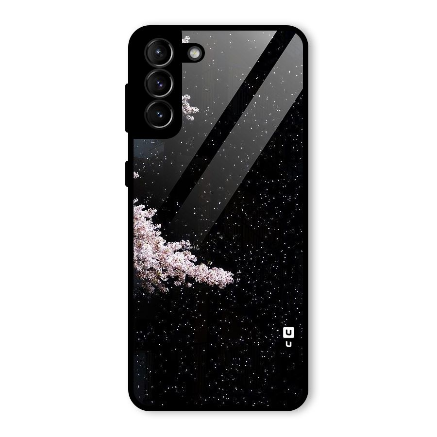 Beautiful Night Sky Flowers Glass Back Case for Galaxy S21 Plus