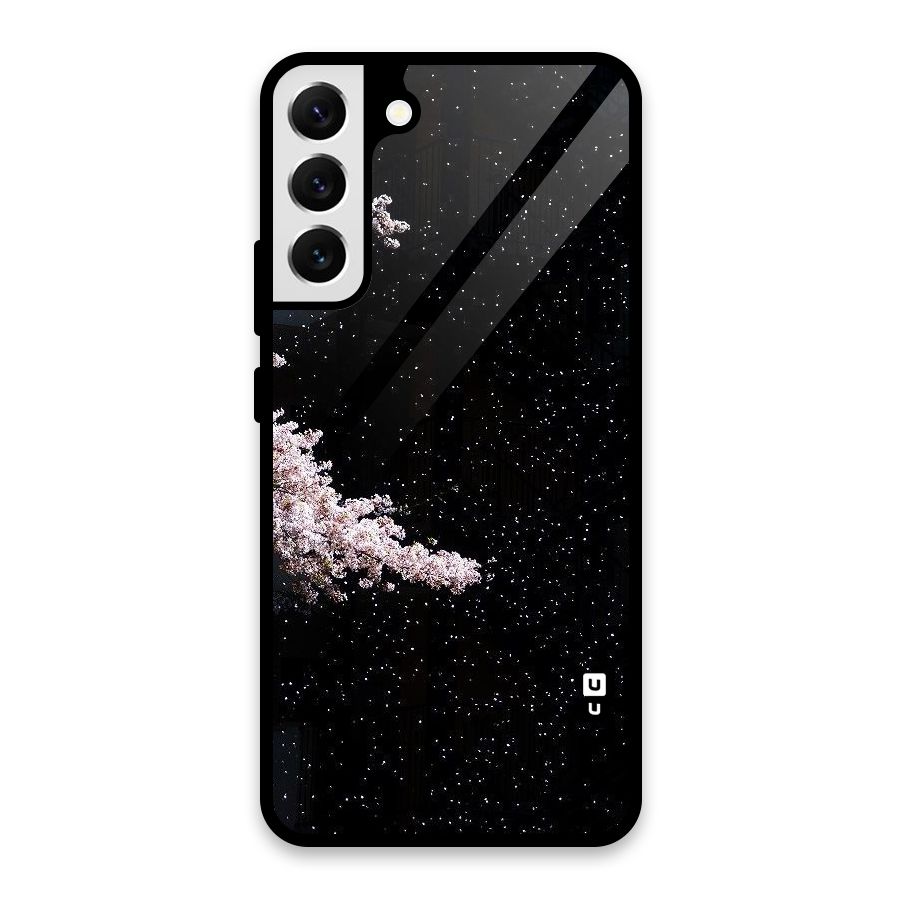 Beautiful Night Sky Flowers Glass Back Case for Galaxy S22 Plus 5G