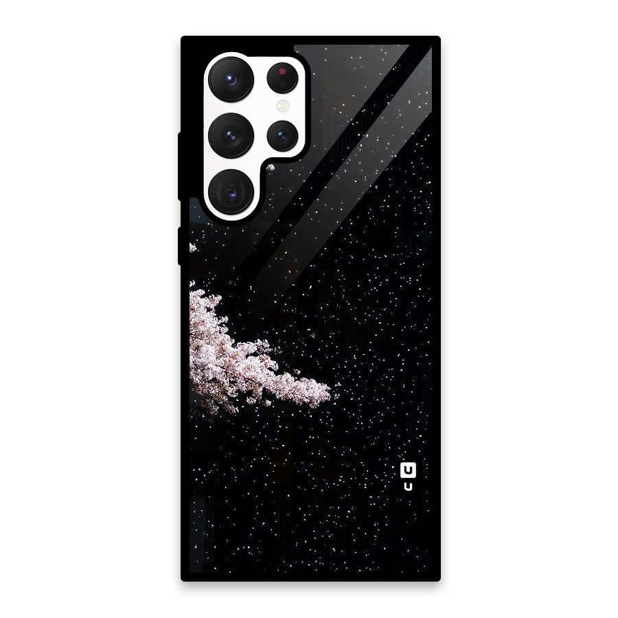 Beautiful Night Sky Flowers Glass Back Case for Galaxy S22 Ultra 5G