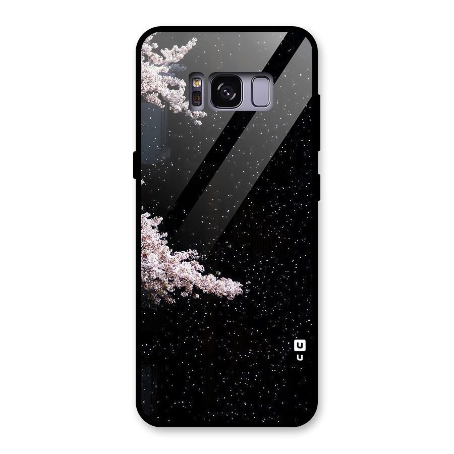 Beautiful Night Sky Flowers Glass Back Case for Galaxy S8