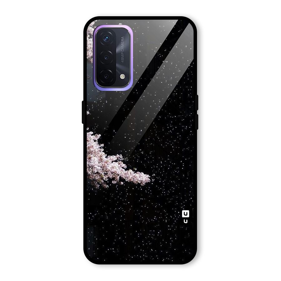 Beautiful Night Sky Flowers Glass Back Case for Oppo A74 5G