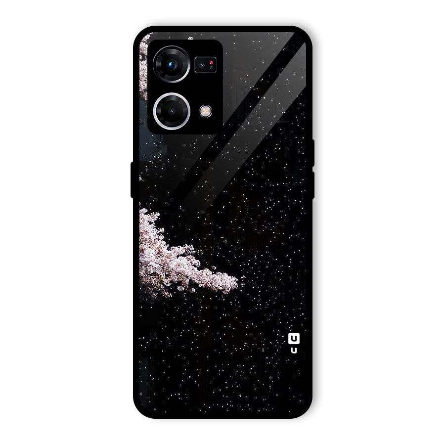 Beautiful Night Sky Flowers Glass Back Case for Oppo F21 Pro 5G