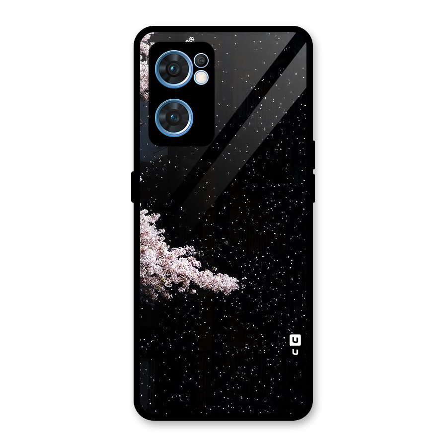Beautiful Night Sky Flowers Glass Back Case for Oppo Reno7 5G