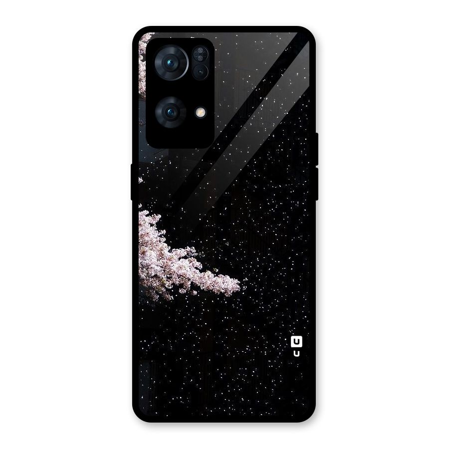 Beautiful Night Sky Flowers Glass Back Case for Oppo Reno7 Pro 5G