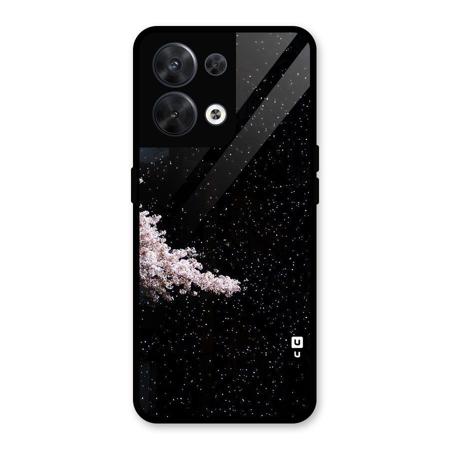 Beautiful Night Sky Flowers Glass Back Case for Oppo Reno8 5G