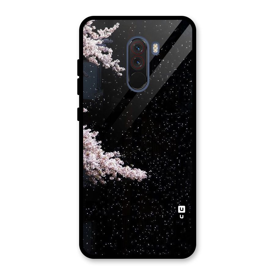 Beautiful Night Sky Flowers Glass Back Case for Poco F1