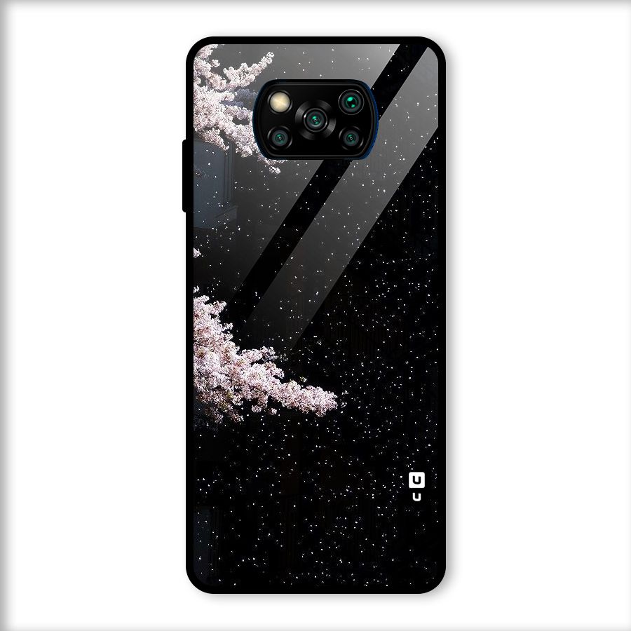 Beautiful Night Sky Flowers Glass Back Case for Poco X3