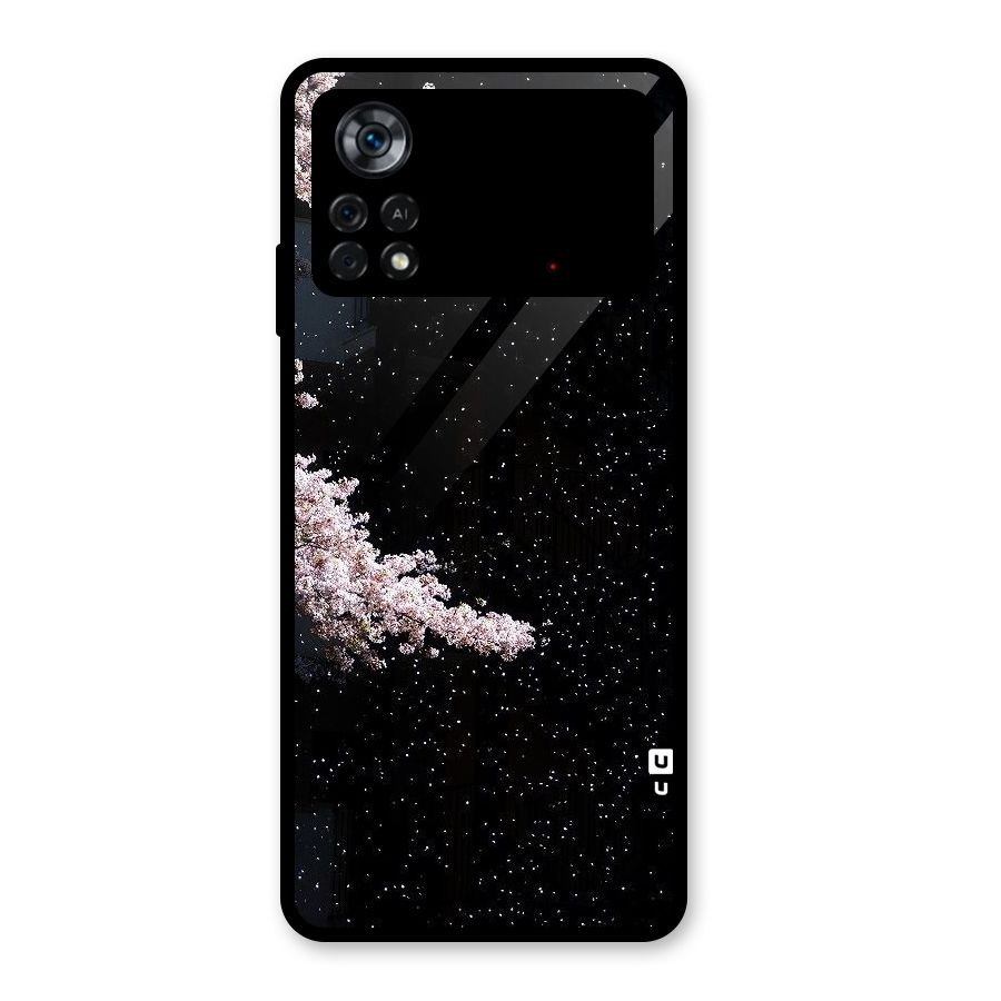 Beautiful Night Sky Flowers Glass Back Case for Poco X4 Pro 5G