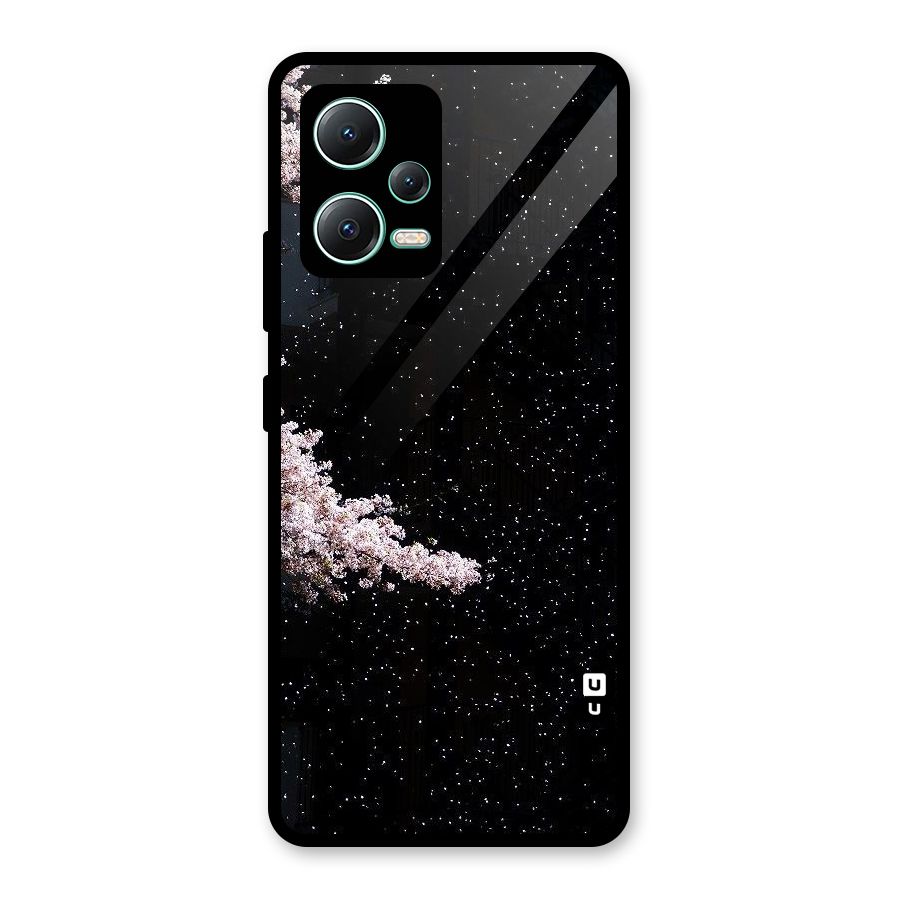 Beautiful Night Sky Flowers Glass Back Case for Redmi Note 12 5G