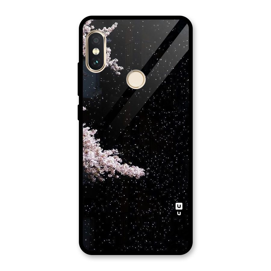 Beautiful Night Sky Flowers Glass Back Case for Redmi Note 5 Pro