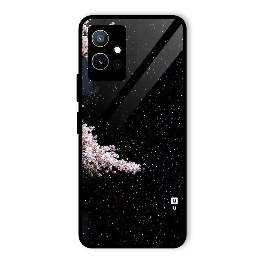 Beautiful Night Sky Flowers Glass Back Case for Vivo T1 5G