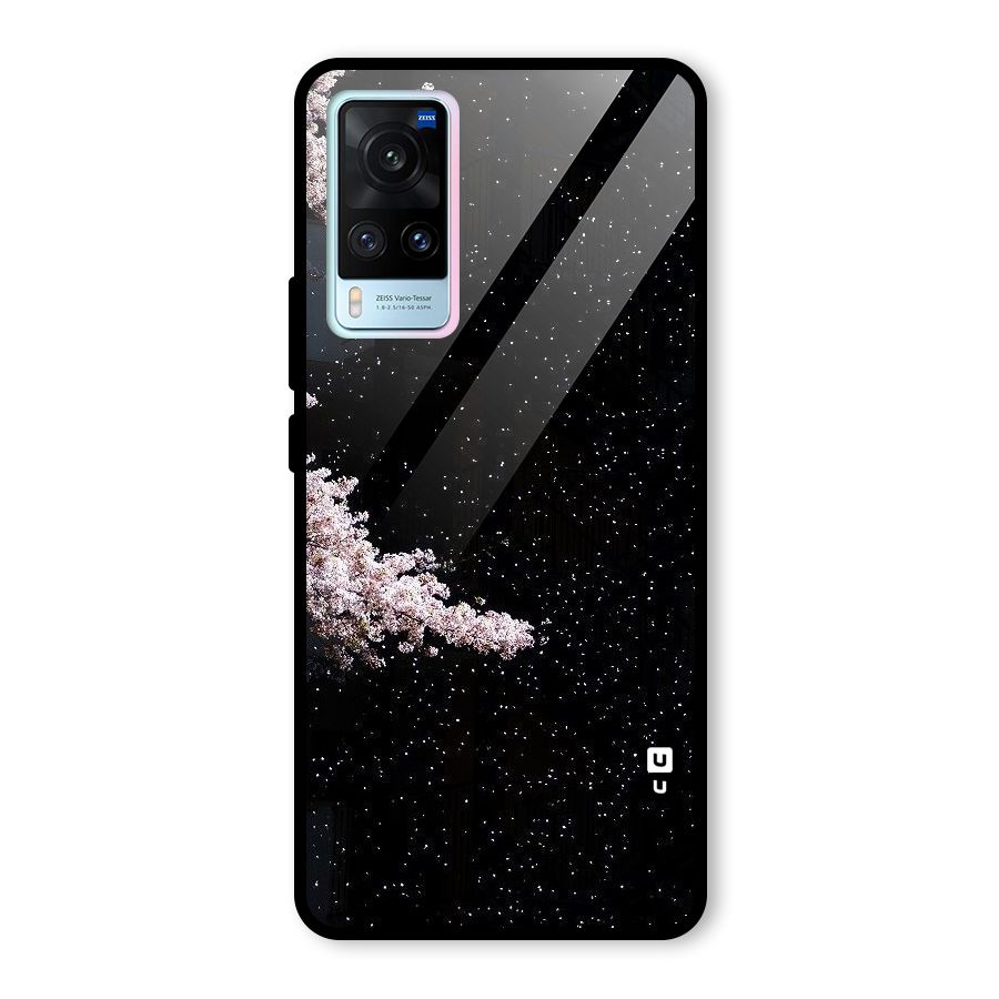 Beautiful Night Sky Flowers Glass Back Case for Vivo X60