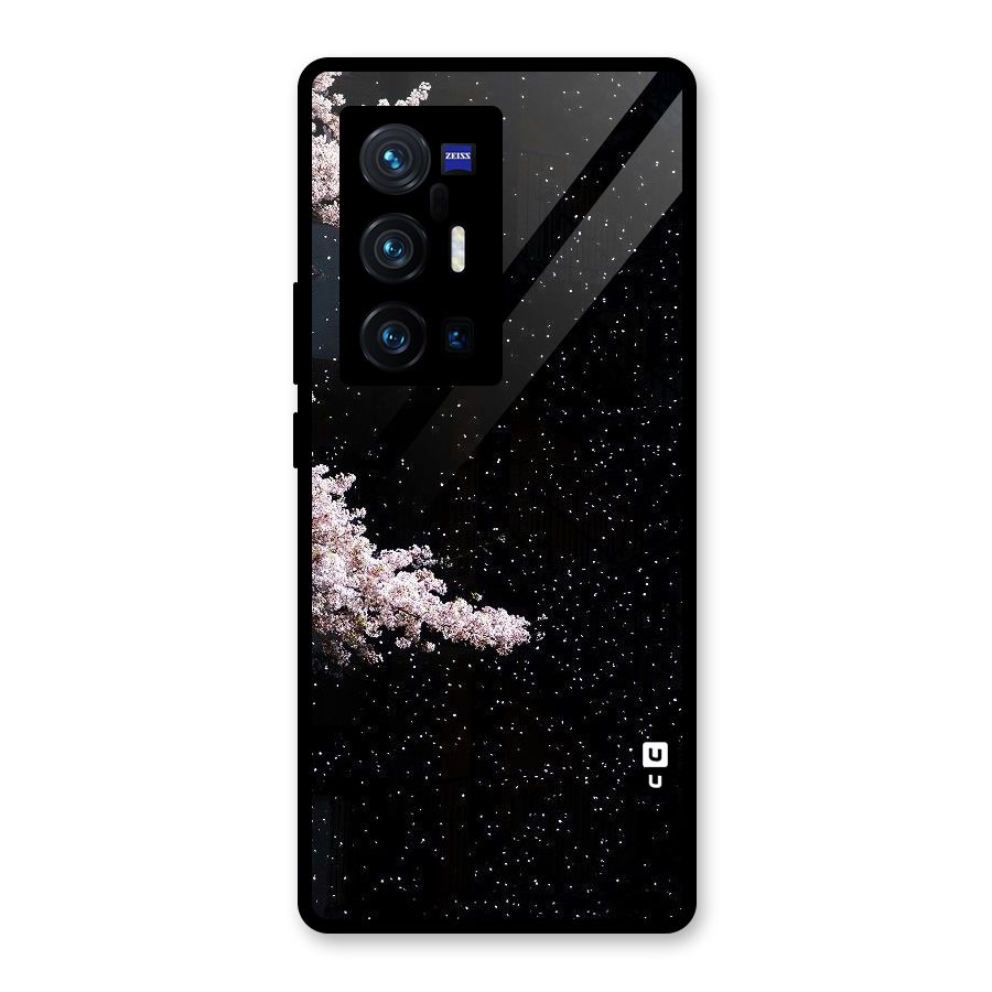 Beautiful Night Sky Flowers Glass Back Case for Vivo X70 Pro Plus