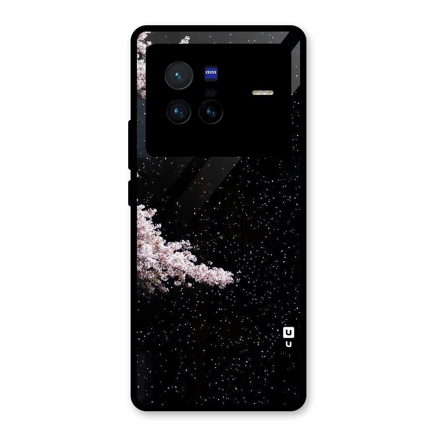 Beautiful Night Sky Flowers Glass Back Case for Vivo X80