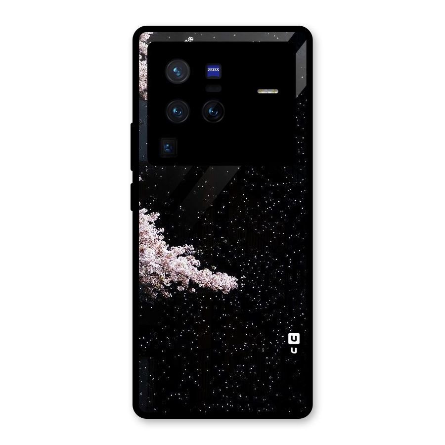 Beautiful Night Sky Flowers Glass Back Case for Vivo X80 Pro