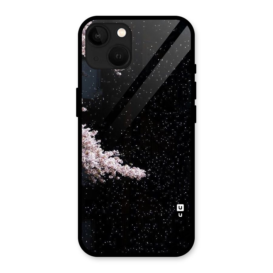 Beautiful Night Sky Flowers Glass Back Case for iPhone 13
