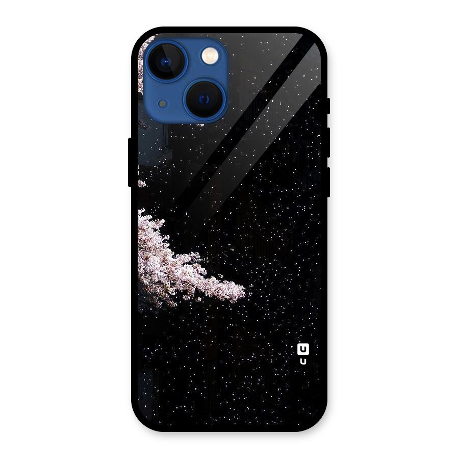 Beautiful Night Sky Flowers Glass Back Case for iPhone 13 Mini