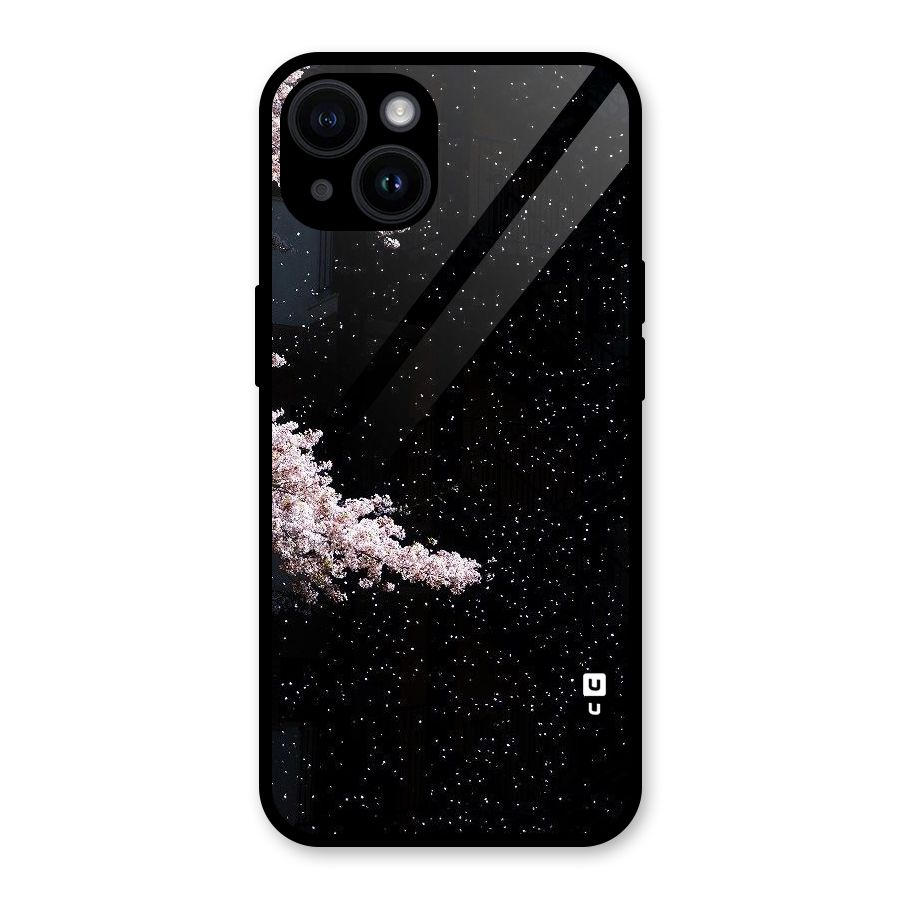 Beautiful Night Sky Flowers Glass Back Case for iPhone 14
