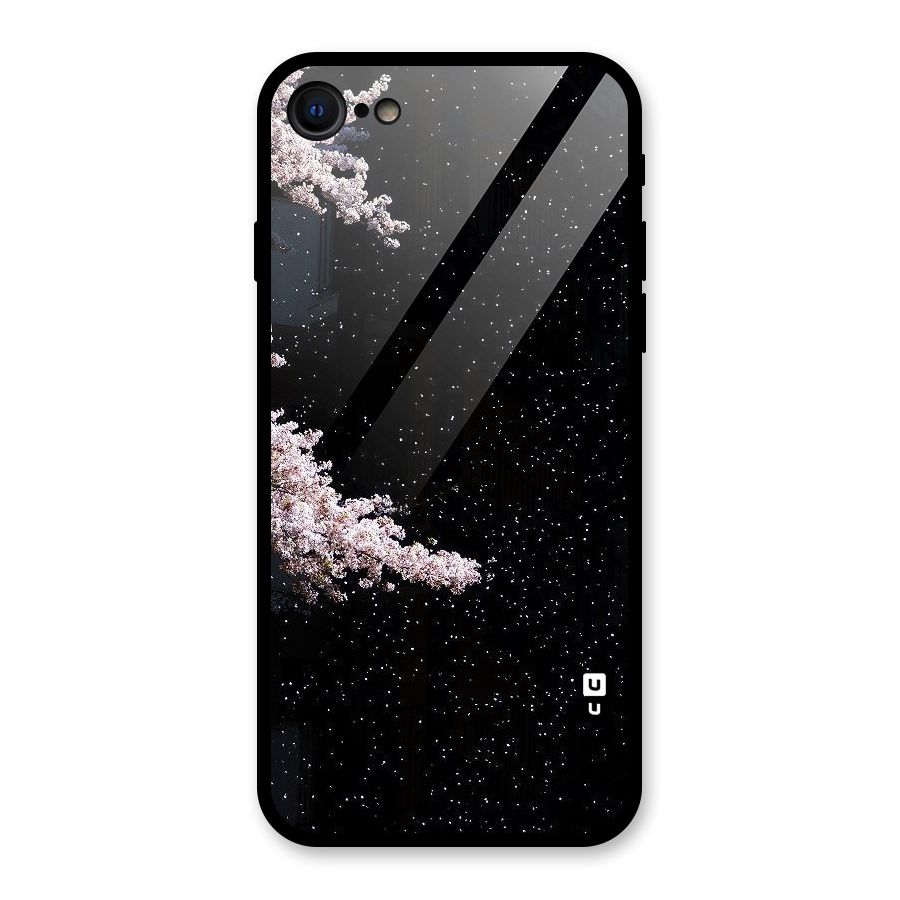 Beautiful Night Sky Flowers Glass Back Case for iPhone SE 2022